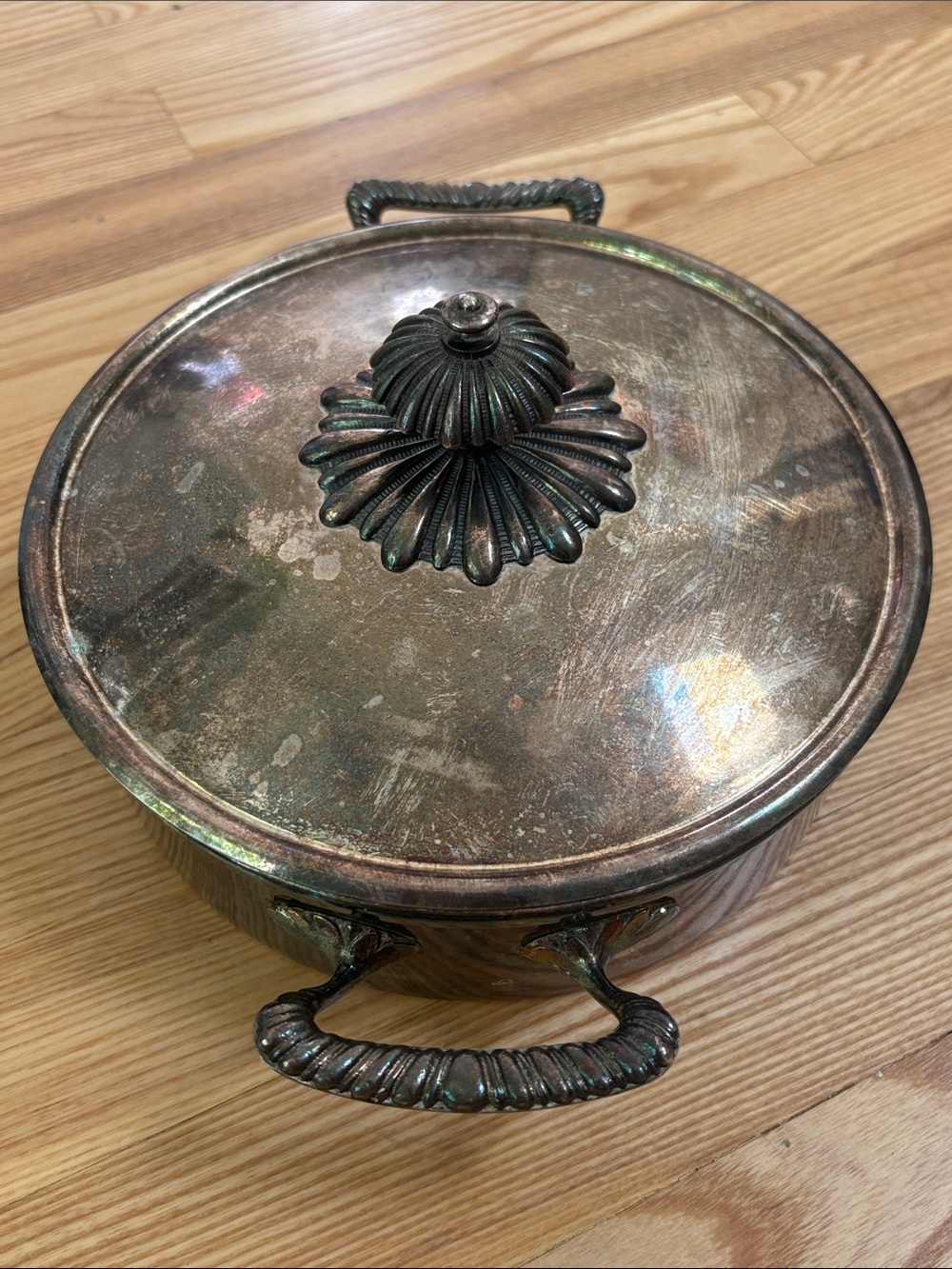 Neiman Marcus Silverplate Covered Serving Dish with Handles Ornate Grand Handle